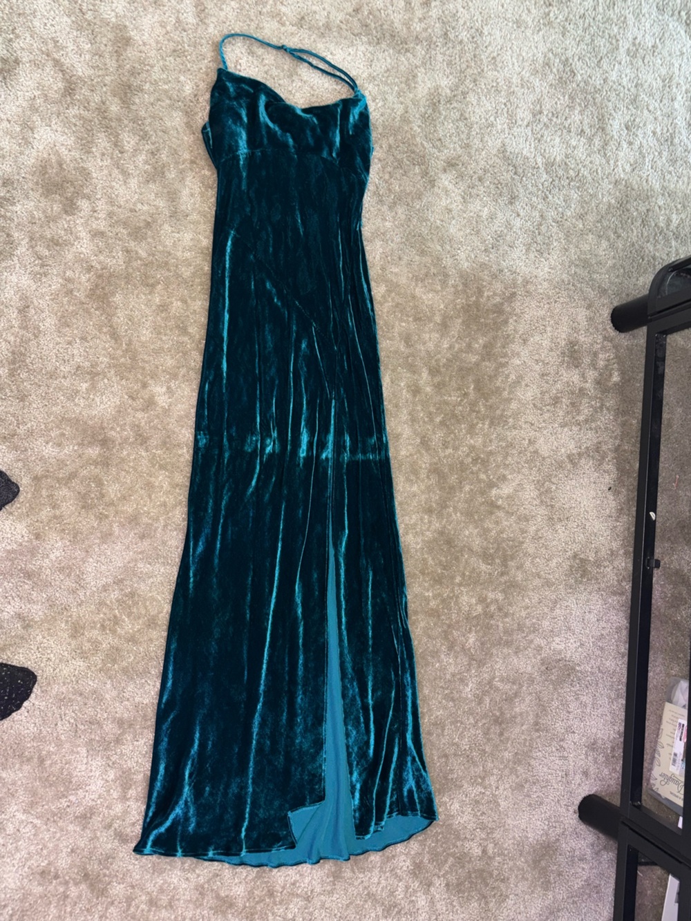 The Attico Teal Velvet Maxi Dress